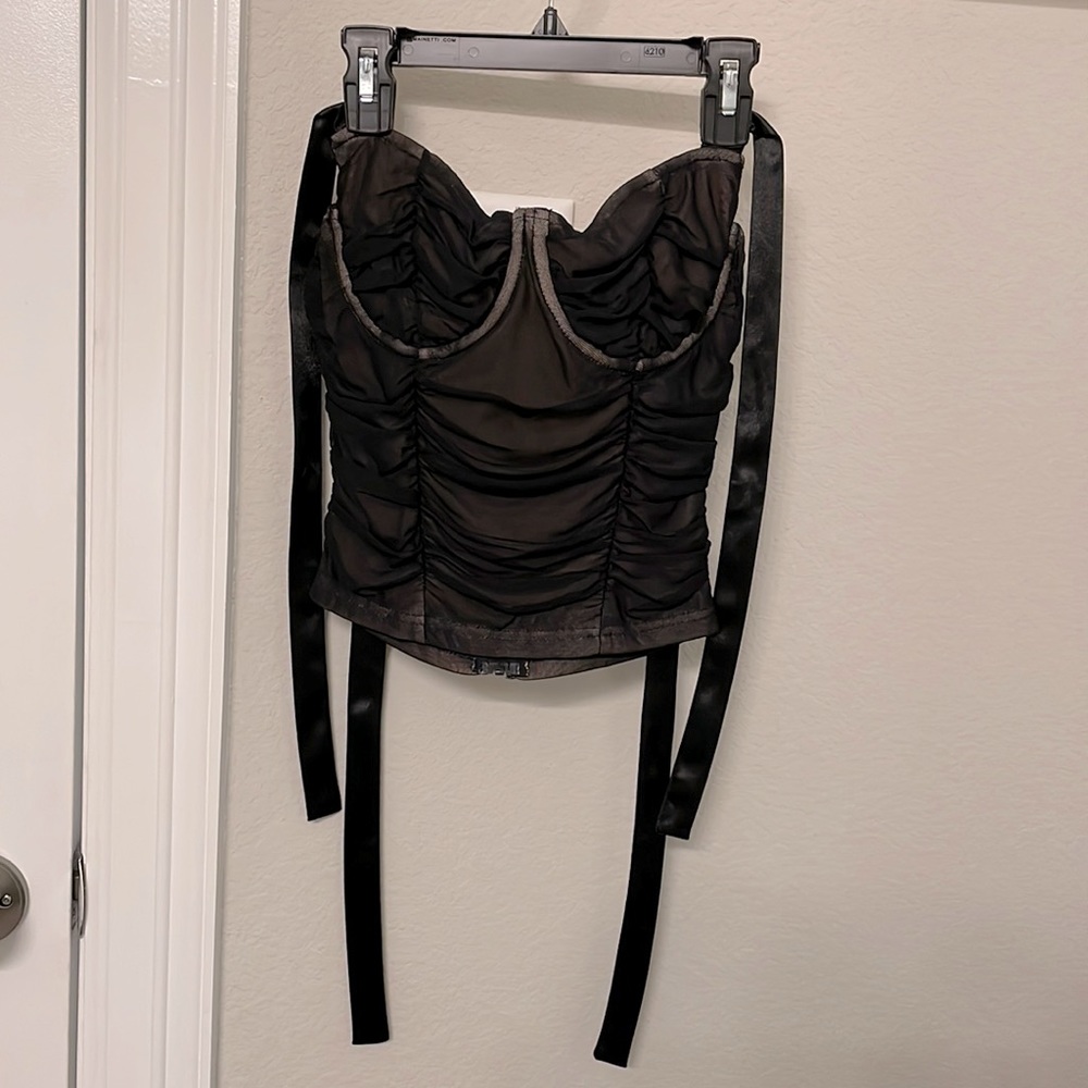 Black Bustier with Tie Straps